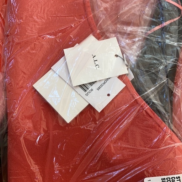 A.L.C / NWT Colby one shoulder asymmetric Bodycon dress midi rouge coral small s - Picture 4 of 4